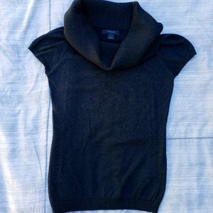 2/$20! Black shimmer knit top with cowl neck
